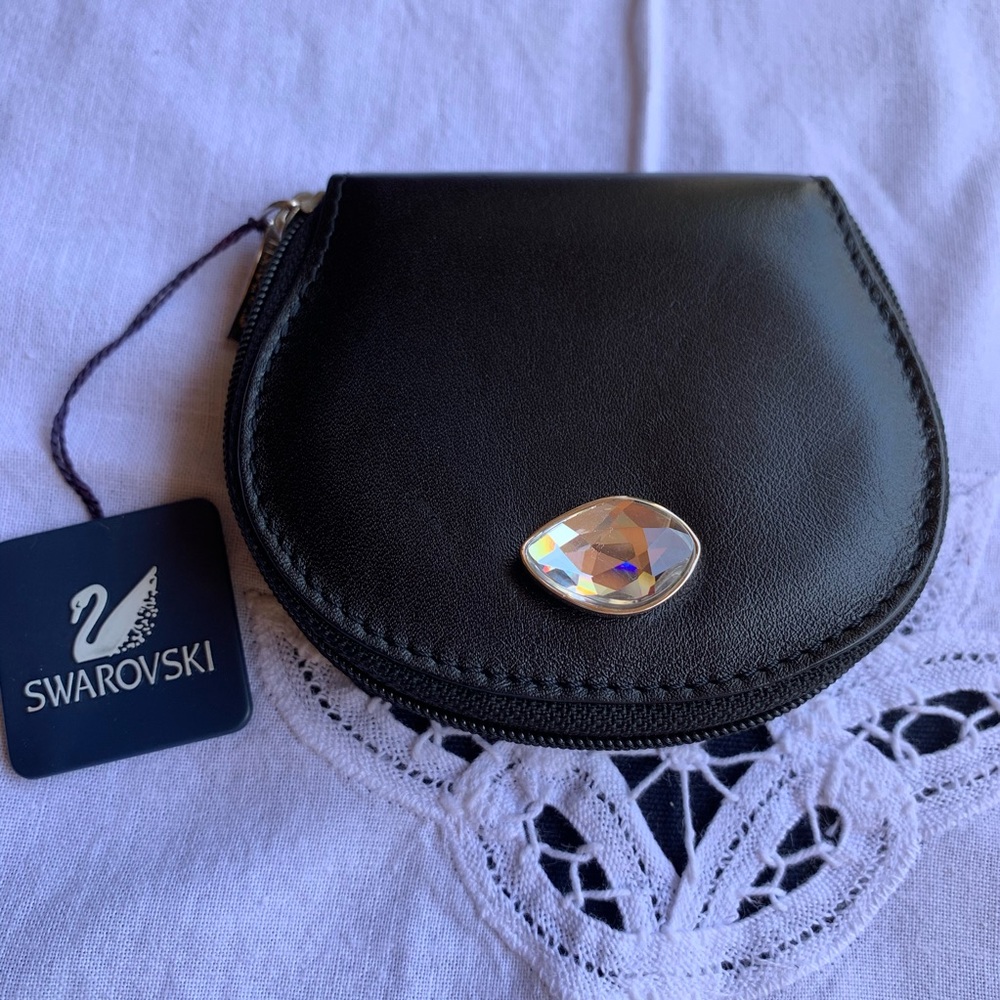 Swarovski leather coin purse.